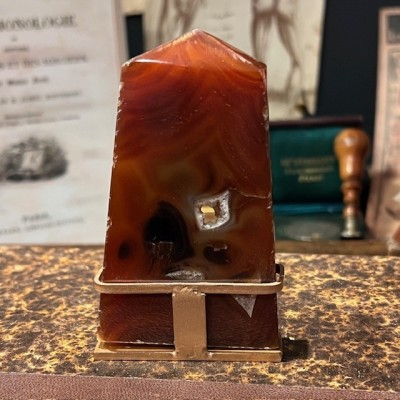 Agate slice on base - South America