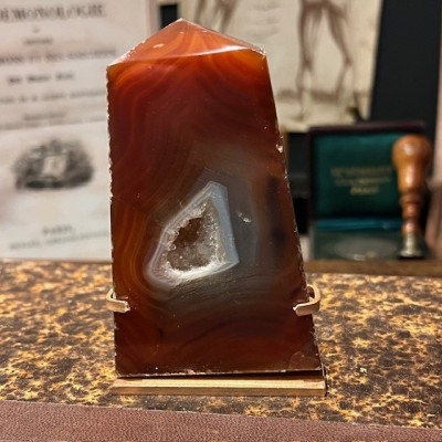 Agate slice on base - South America