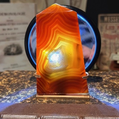 Agate slice on base - South America