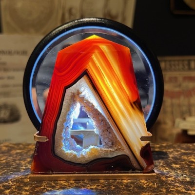 Agate slice on base - South America