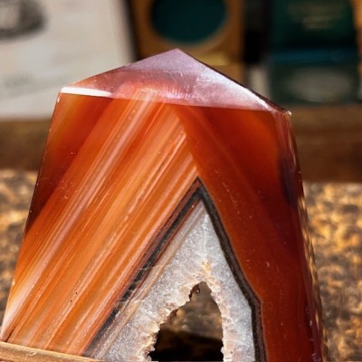 Agate slice on base - South America