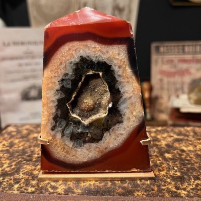Agate slice on base - South America