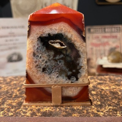 Agate slice on base - South America