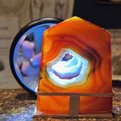 Agate slice on base - South America