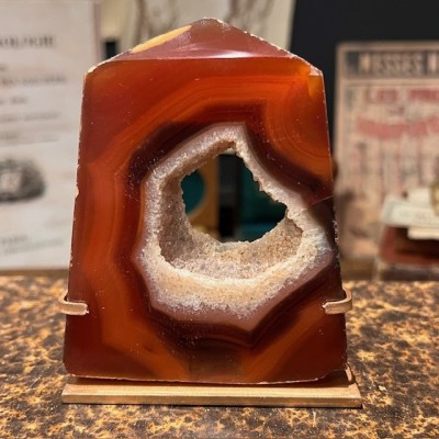 Agate slice on base - South America