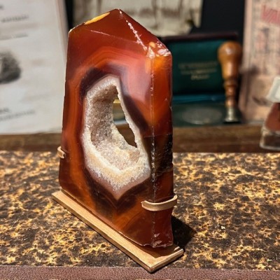Agate slice on base - South America