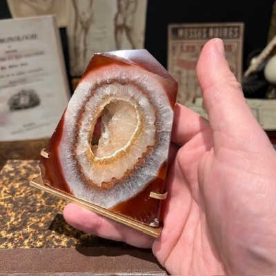 Agate slice on base - South America