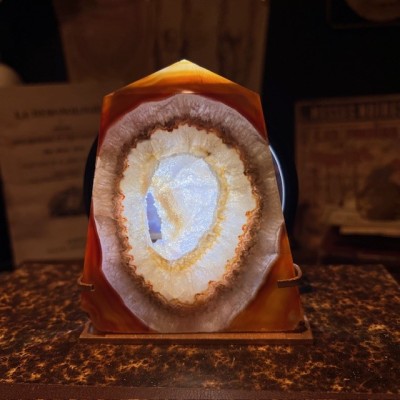 Agate slice on base - South America