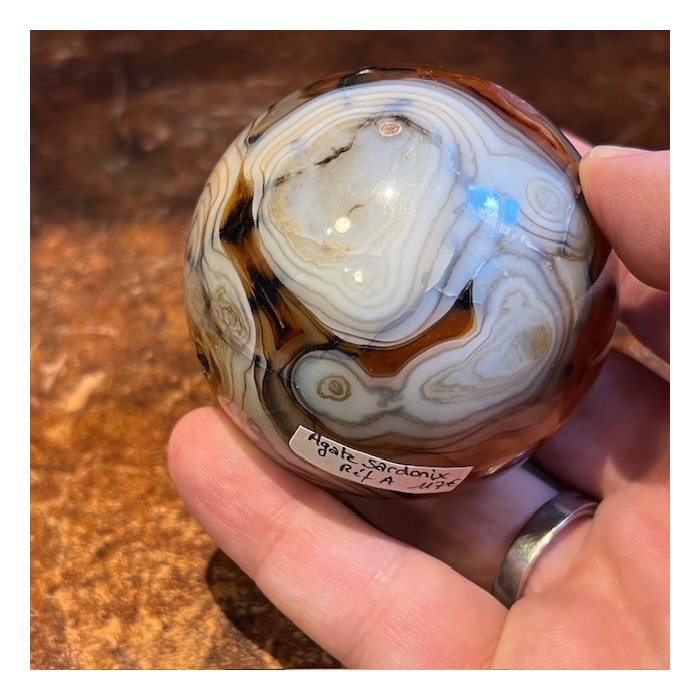 Sphère d'Agate Sardonyx - Minéral sans socle