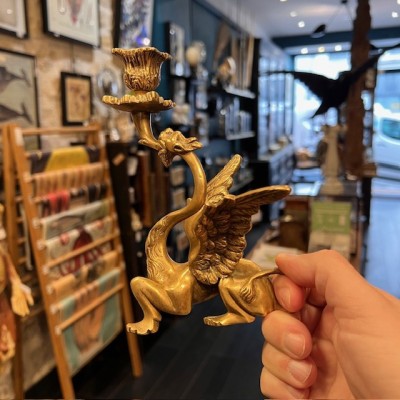 Bougeoir Griffon ou Dragon - Rat de cave en bronze - XIXème siècle