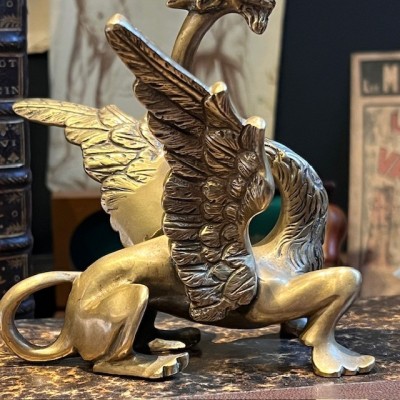 Bougeoir Griffon ou Dragon - Rat de cave en bronze - XIXème siècle