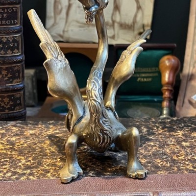 Bougeoir Griffon ou Dragon - Rat de cave en bronze - XIXème siècle