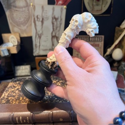 Deer antler wood sculpture - Totem Skulls on pedestal