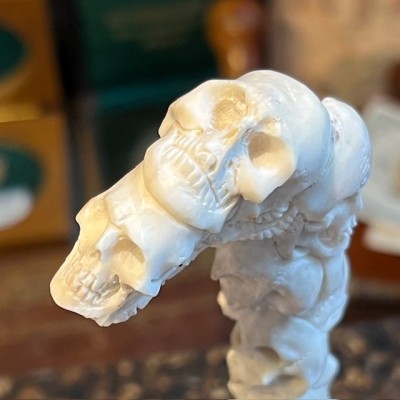 Deer antler wood sculpture - Totem Skulls on pedestal