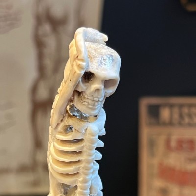 Deer antler wood sculpture - Skeleton on pedestal