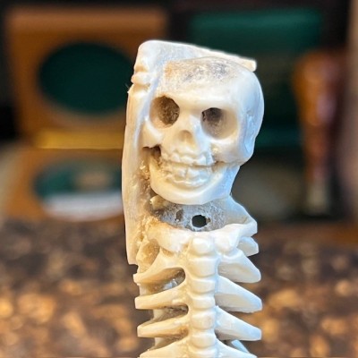 Deer antler wood sculpture - Skeleton on pedestal