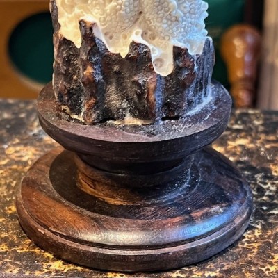 Deer antler wood sculpture - Totem with 3 octopuses on pedestal