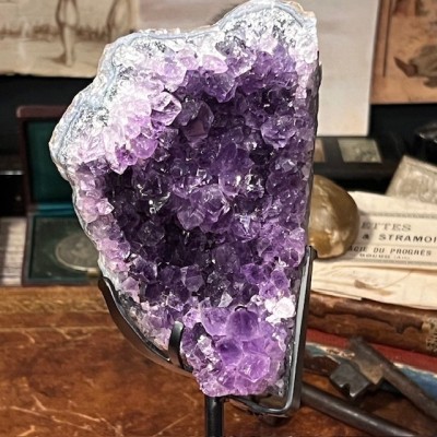 Amethyst fragment on a stand