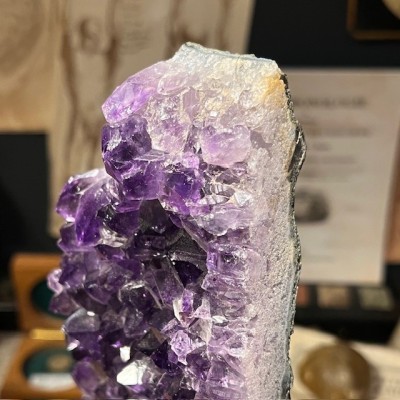 Amethyst fragment on a stand
