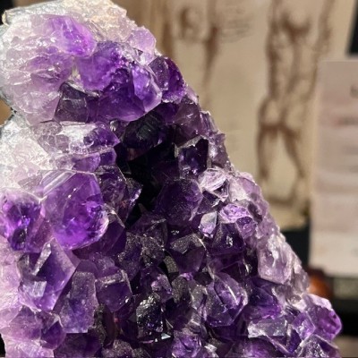 Amethyst fragment on a stand