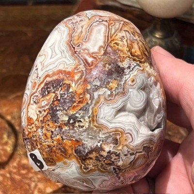 Oeuf d'Agate sur socle - Madagascar - Teintes naturelles