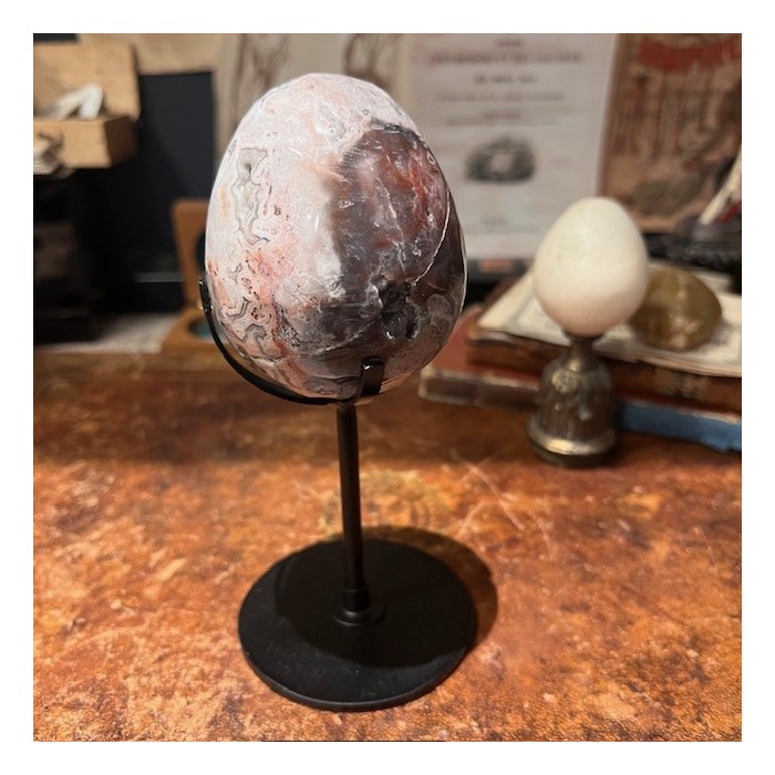 Oeuf d'Agate sur socle - Madagascar - Teintes naturelles