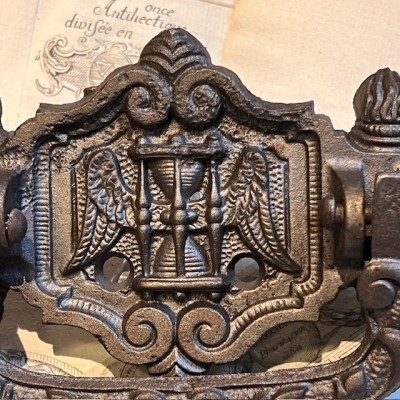 Antique Coffin handle - winged hourglass 1900 period