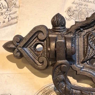 Antique Coffin handle - winged hourglass 1900 period