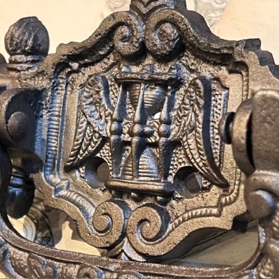 Antique Coffin handle - winged hourglass 1900 period