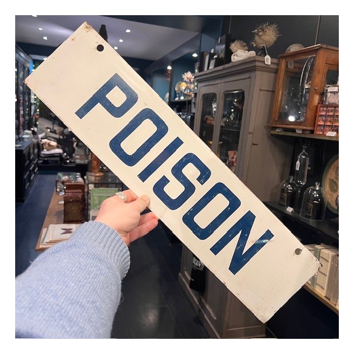 POISON - CORROSIVES - Panneau en tôle émaillée biface - Pharmacie