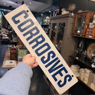 POISON - CORROSIVES - Antique double-sided enamelled metal sign