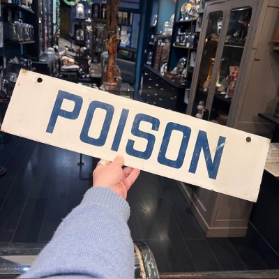 POISON - CORROSIVES - Antique double-sided enamelled metal sign