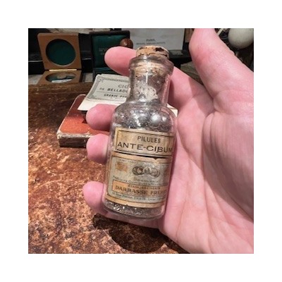 Pilules ANTE-CIBUM - Pilules gourmandes - Flacon ancien de pharmacie