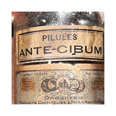 Pilules ANTE-CIBUM - Pilules gourmandes - Flacon ancien de pharmacie