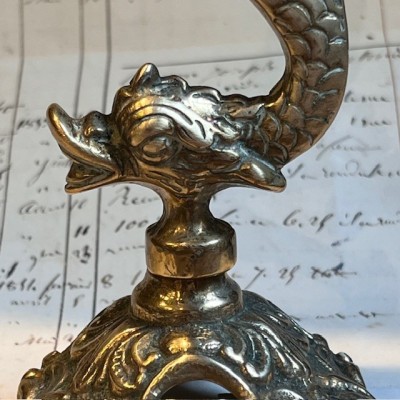 Stylised bronze dolphin candle holder - Late XIXth century