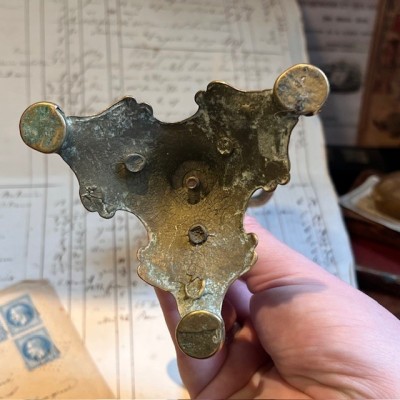 Stylised bronze dolphin candle holder - Late XIXth century