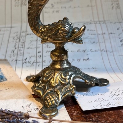 Stylised bronze dolphin candle holder - Late XIXth century