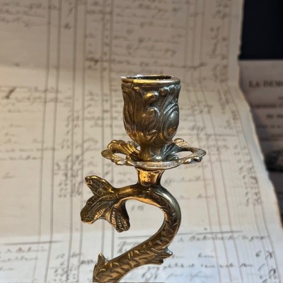 Stylised bronze dolphin candle holder - Late XIXth century