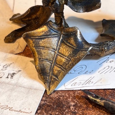 Soliflore en verre et bougeoir en bronze - Art Nouveau