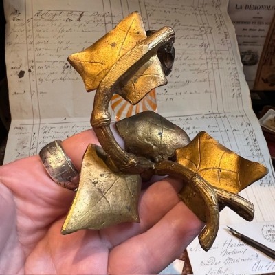 Soliflore en verre et bougeoir en bronze - Art Nouveau