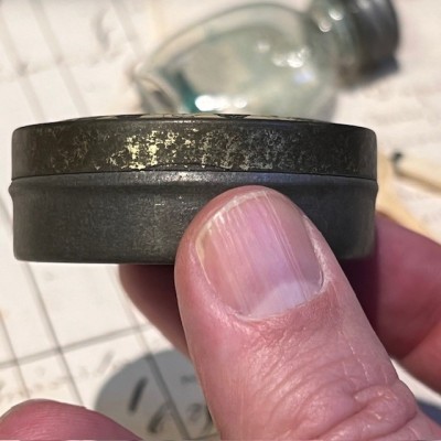 Box with Rising Sun - Antique tin pharmacy box for ointment - Circa 1900