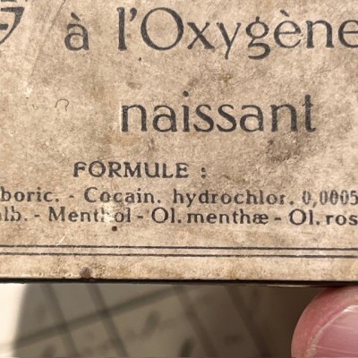 Box of nascent oxygen and Cocaine tablets - EMPTY