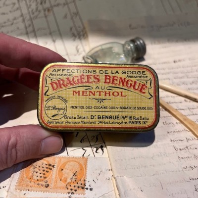 Boîte de dragées à la Cocaïne et Menthol - 1920 - Dragées BENGUE
