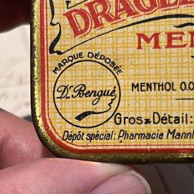 Boîte de dragées à la Cocaïne et Menthol - 1920 - Dragées BENGUE