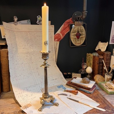 Tripod candlestick with lion paws - XIXth century candleholder