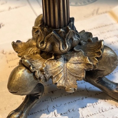 Tripod candlestick with lion paws - XIXth century candleholder