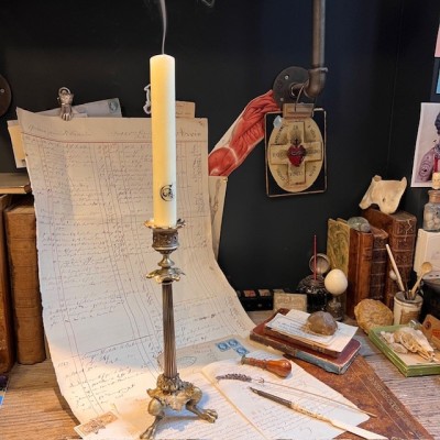 Bougeoir tripode à pattes de Lion -  Laiton et bronze - XIXème siècle