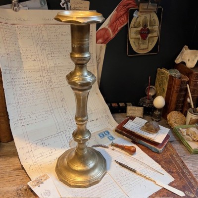 Large brass candlestick 38cm - Candleholder - Early 20th century