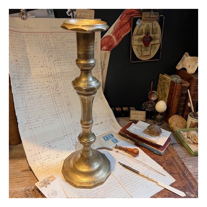 Large brass candlestick 38cm - Candleholder - Early 20th century