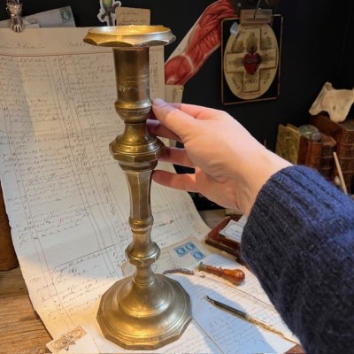 Large brass candlestick 38cm - Candleholder - Early 20th century